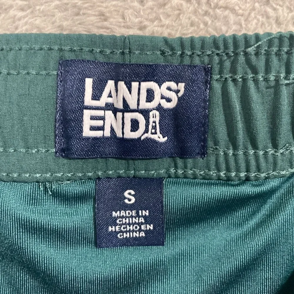 NEW Lands' End Mens S Green Swim Shorts With Adjustable Lined